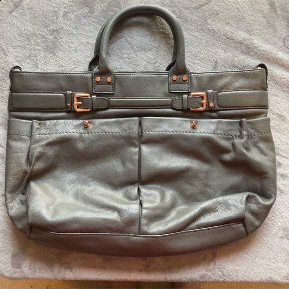 Kooba Handbags - Kooba Kira Leather Tote Bag in Grey with Copper Accents - Missing Strap